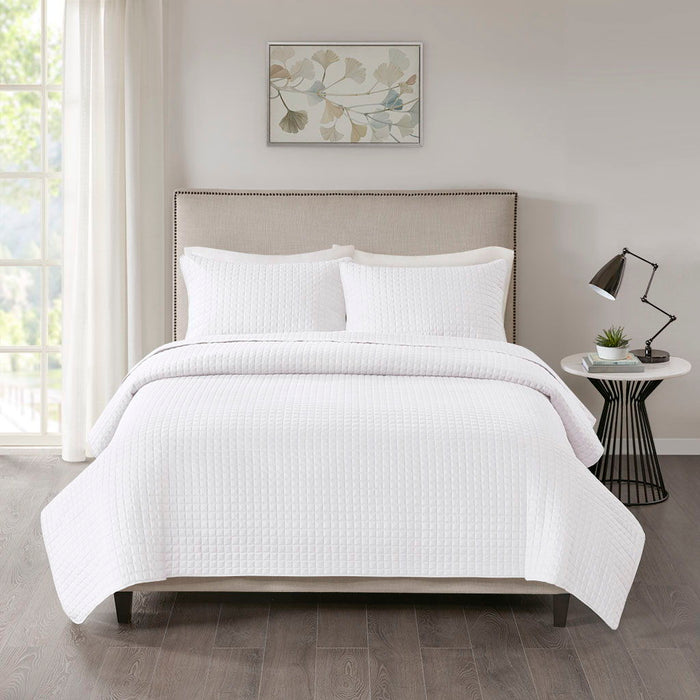 Otto - 3 Piece Reversible Coverlet Set - White - Simple Home Plus