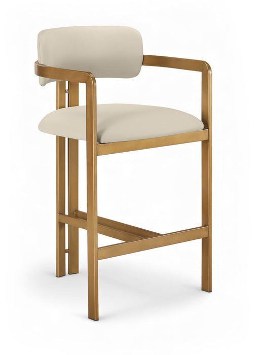 Aurum - Vegan Leather Upholstered Counter Stool With Brushed Brass Base - Simple Home Plus