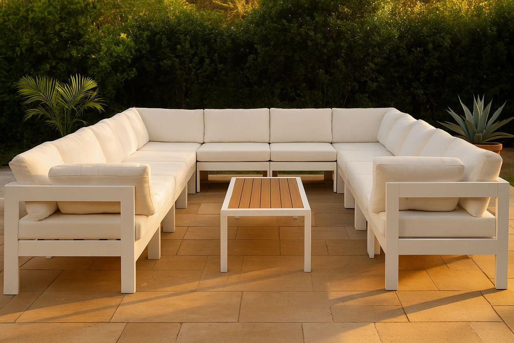 Nizuc - Outdoor Patio 12 Piece Modular Sectional With White Frame - Simple Home Plus