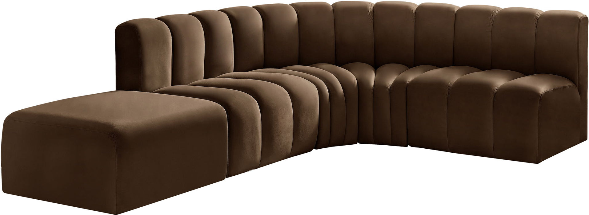 Arc - Velvet 5 Piece Corner Modular Sofa - Simple Home Plus