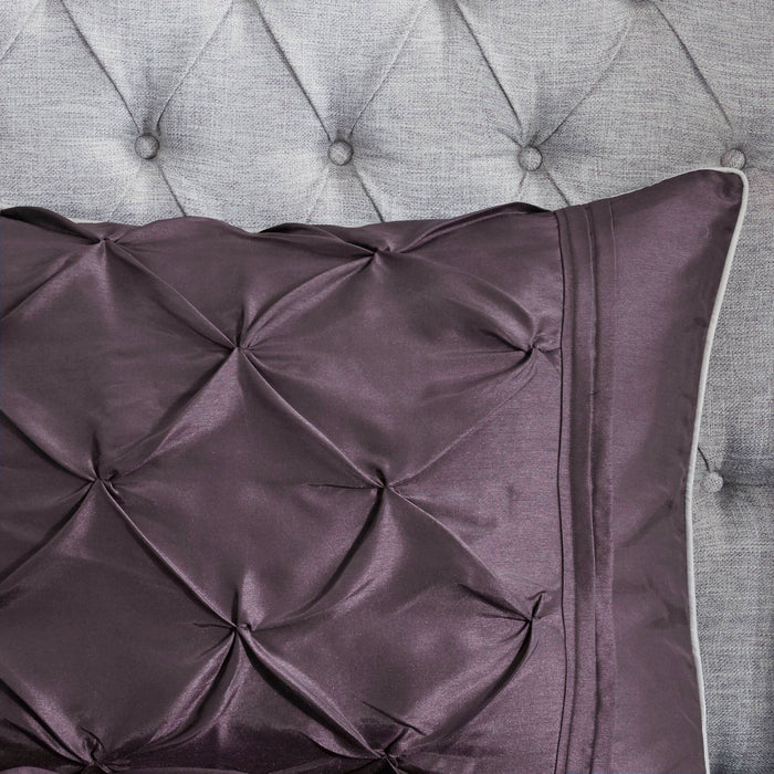 Laurel - California King 7 Piece Tufted Comforter Set - Plum - Simple Home Plus