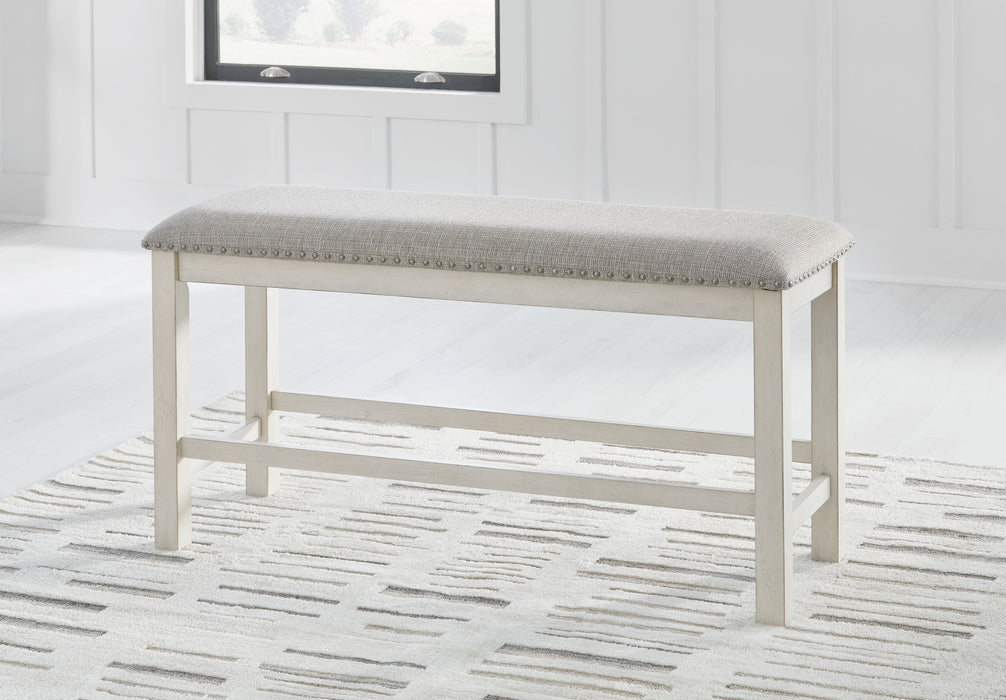 Robbinsdale - Antique White - Dbl Counter Height Upholstered Dining Bench - Simple Home Plus