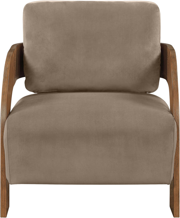 Cedra - Velvet Performance Fabric Upholstered Accent Chair - Brown Frame