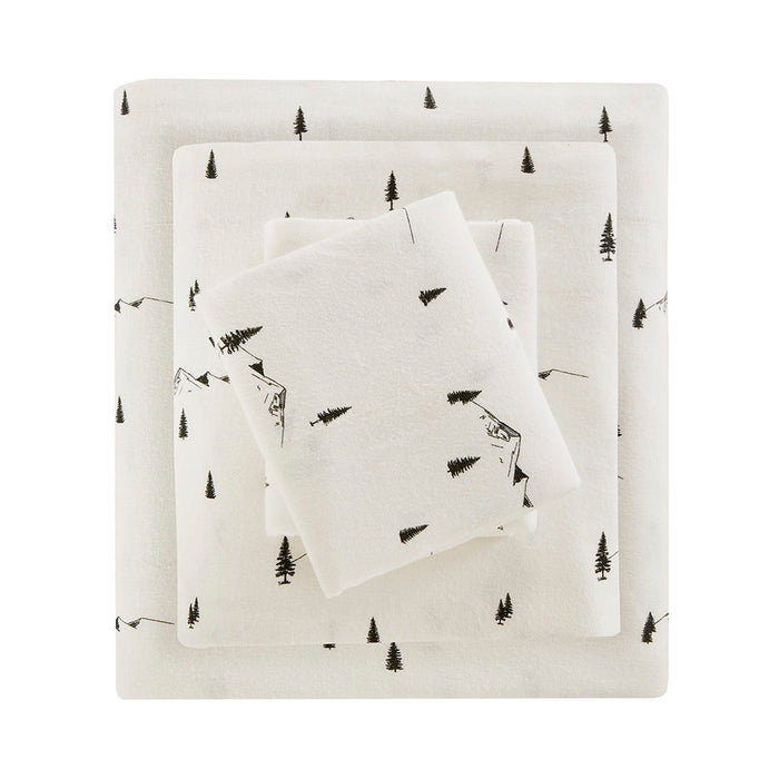 Cotton Flannel - Twin Sheet Set - Black Pine Trees - Simple Home Plus