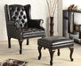 Roberts - Upholstered Wingback Chair And Ottoman Set - Black - Simple Home Plus