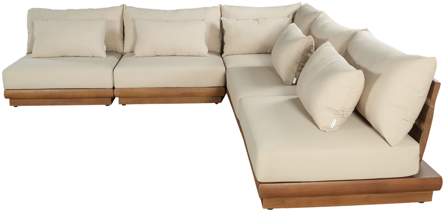 Mirella - 5 Piece Water Resistant Fabric Upholstered Outdoor Patio Modular Sectional - Simple Home Plus