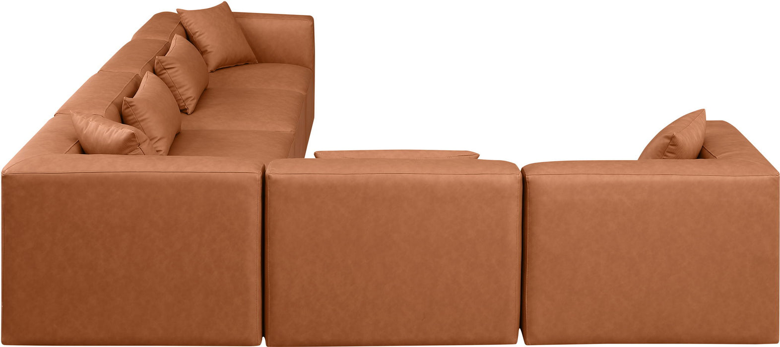 Cube - 6 Piece Modular Corner Sectional - Cognac - Simple Home Plus