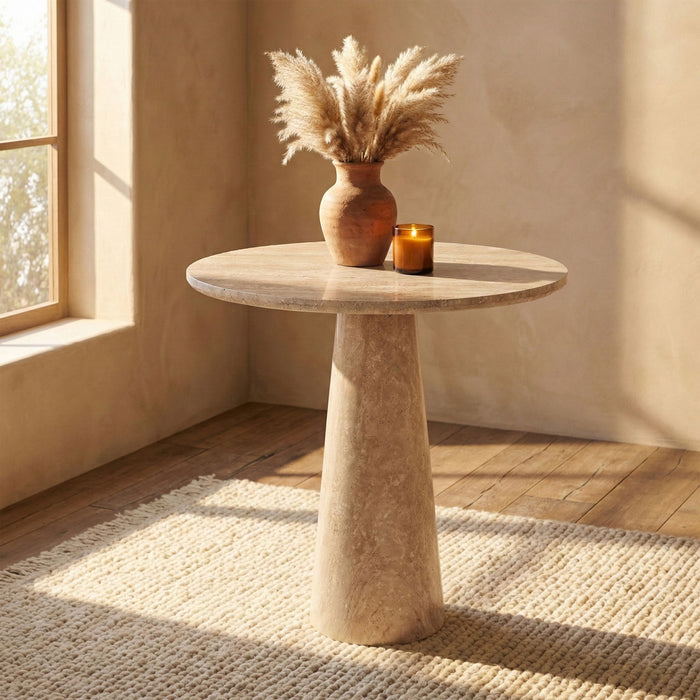 Fontelina - 30" Genuine Bistro Dining Table - Travertine - Simple Home Plus