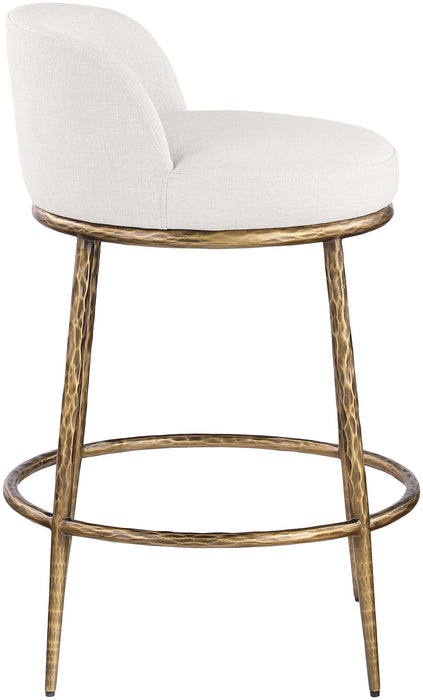 Ferro - Linen Textured Performance Fabric Upholstered Counter Stool - Cream / Brushed Gold - Simple Home Plus