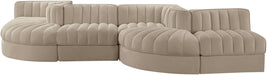 Rummi - Rounded Velvet Performance Fabric Upholstered 6 Piece Modular Sectional - Simple Home Plus