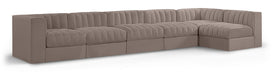 Rummi - Velvet Performance Fabric Upholstered 6 Piece Modular Sectional, L-Shaped (Right) - Simple Home Plus
