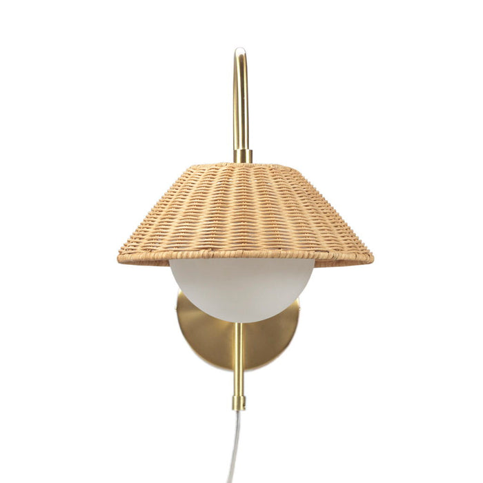 Laguna - Rattan Weave Wall Sconce - Gold - Simple Home Plus