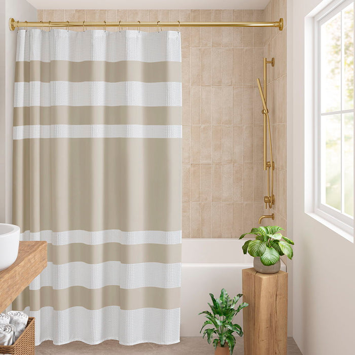 Spa Waffle - 72" Shower Curtain With 3M Treatment - Taupe - Simple Home Plus