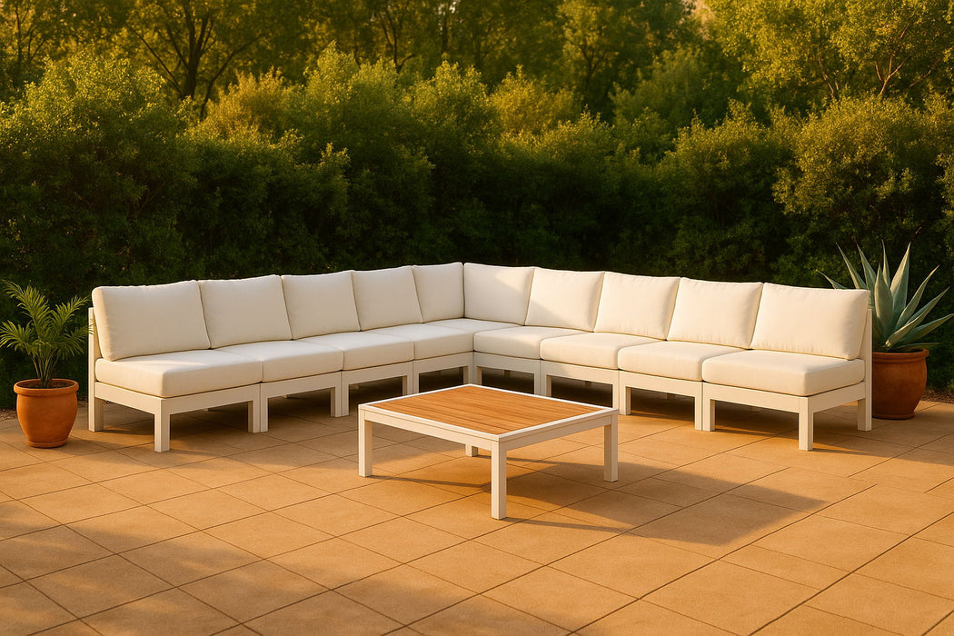 Nizuc - Outdoor Patio 9 Piece Modular Sectional With White Frame - Simple Home Plus