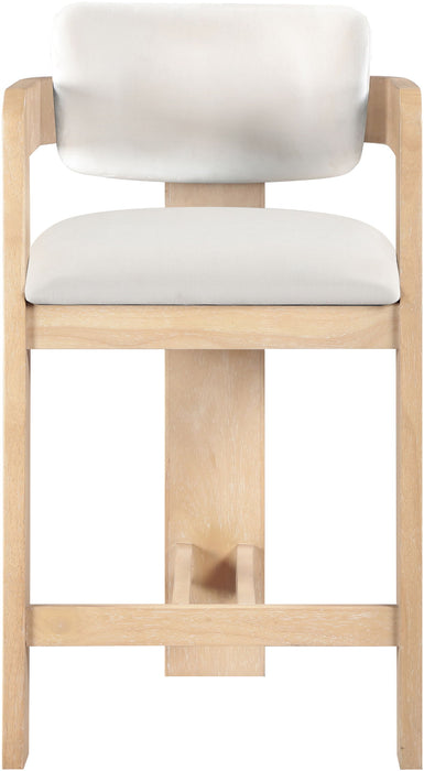 Sacha - Velvet Stool With Natural Base - Simple Home Plus