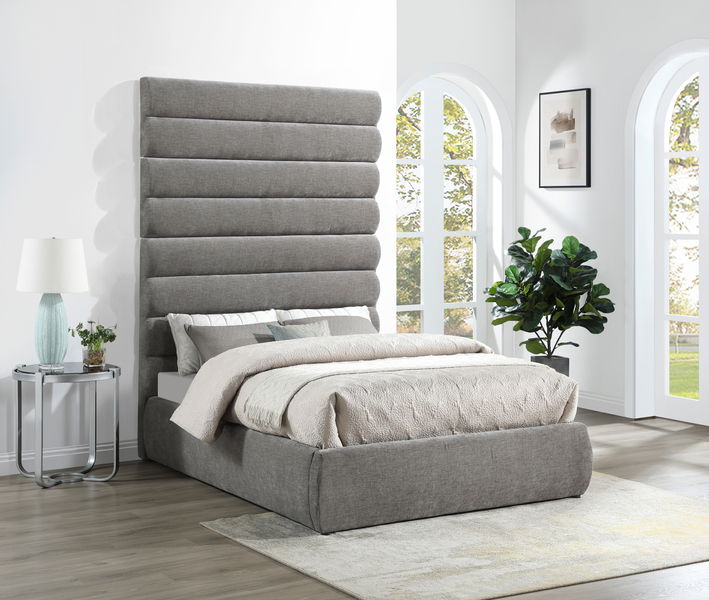 Adam - Chenille Fabric Bed With 89" Headboard