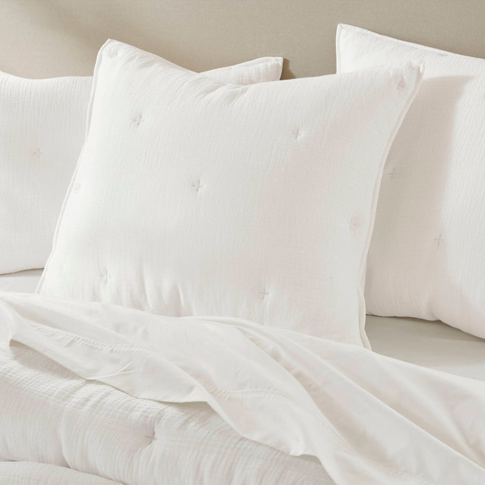 Breeze - Gauze Embroidered Euro Sham - White - Simple Home Plus
