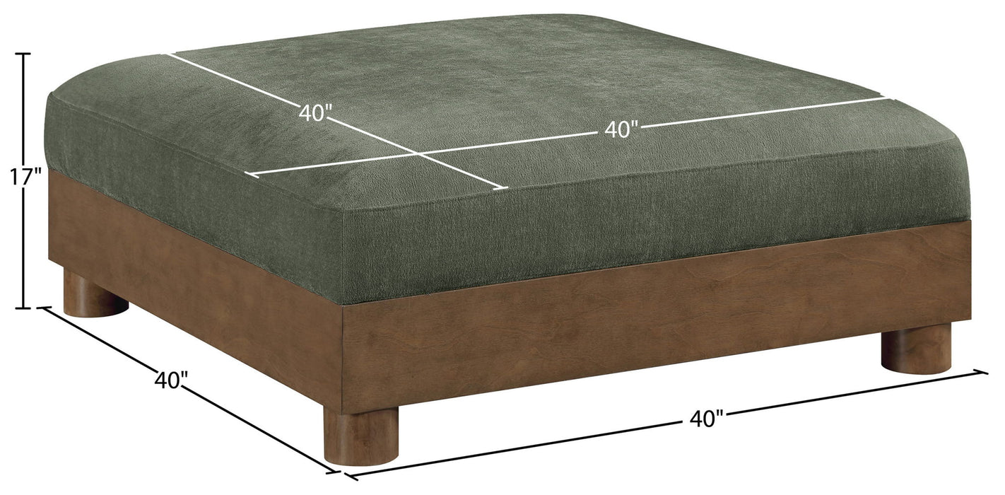 Turin - Chenille Fabric Upholstered Modular Ottoman - Walnut Base - Simple Home Plus