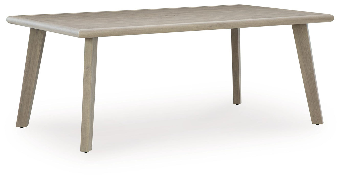 Cliff Trails - Beige - Rectangle Dining Table With Umbrella Option - Simple Home Plus