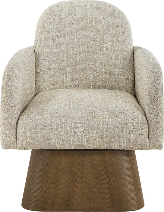 Marlowe - Linen Textured Fabric Upholstered Swivel Accent Chair - Stained Brown - Simple Home Plus
