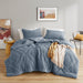Kyla - Full/Queen Double Diamond Quilted Teddy Comforter Set - Blue - Simple Home Plus