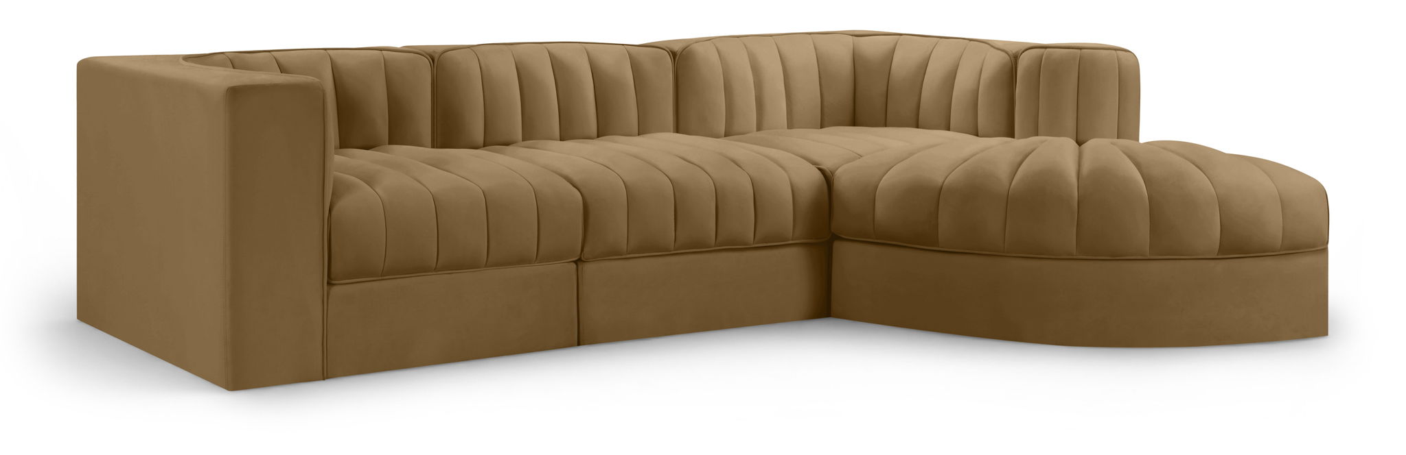 Rummi - Velvet Performance Fabric Upholstered 4 Piece Modular Sectional, With Reverse Corner Chair - Simple Home Plus
