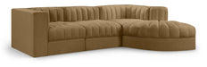 Rummi - Velvet Performance Fabric Upholstered 4 Piece Modular Sectional, With Reverse Corner Chair - Simple Home Plus