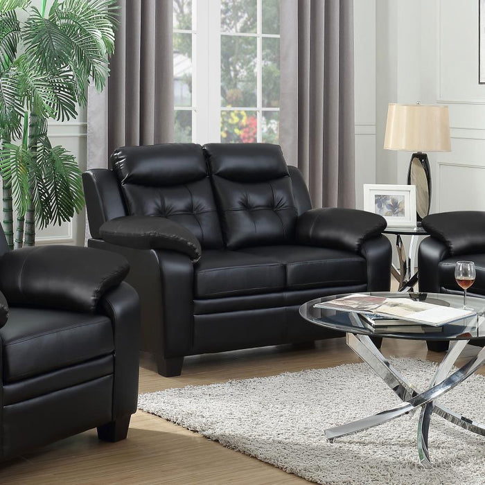 Finley - Upholstered Padded Arm Tufted Loveseat - Black - Simple Home Plus