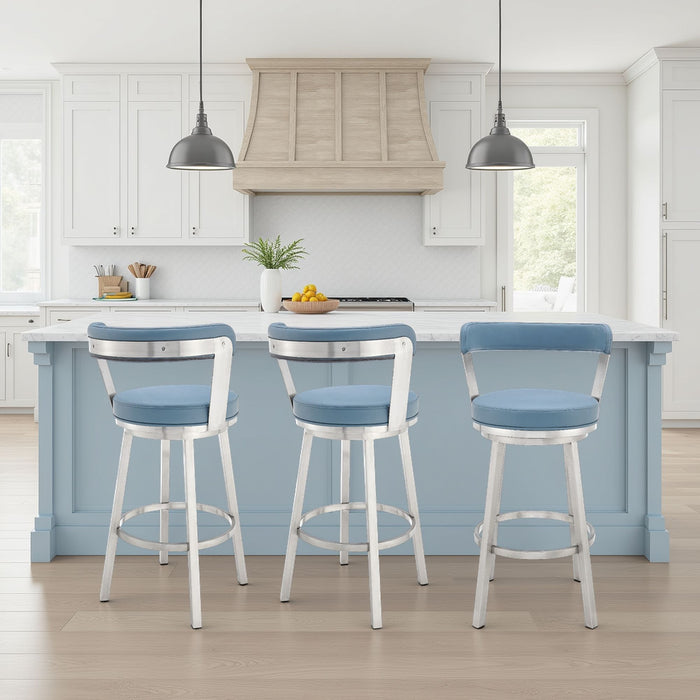 Bryant - Swivel Bar Stool With Silver Frame - Simple Home Plus