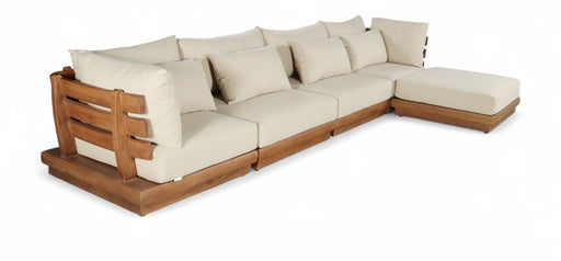 Mirella - 5 Piece Water Resistant Fabric Upholstered Outdoor Patio Modular Sectional - Simple Home Plus