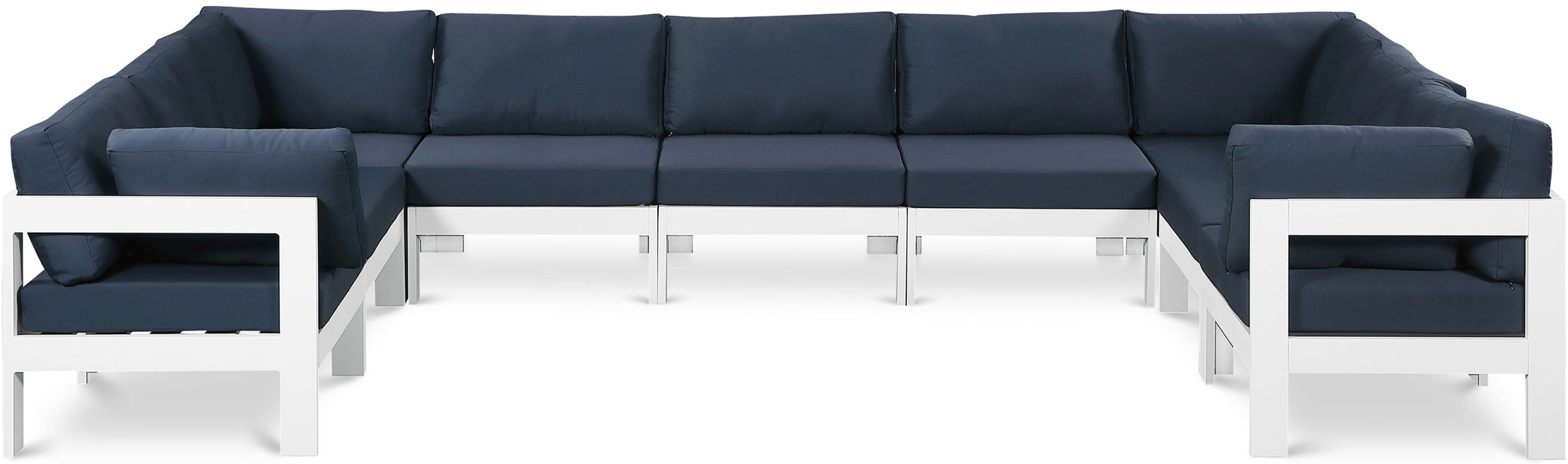 Nizuc - Outdoor Patio 9 Piece Modular Sectional With White Frame - Simple Home Plus