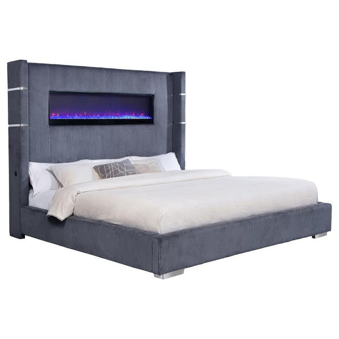 Tisdall - Upholstered Fireplace Bed - Simple Home Plus