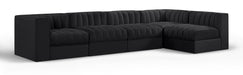 Rummi - Velvet Performance Fabric Upholstered 5 Piece Modular Sectional, L-Shaped (Right) - Simple Home Plus
