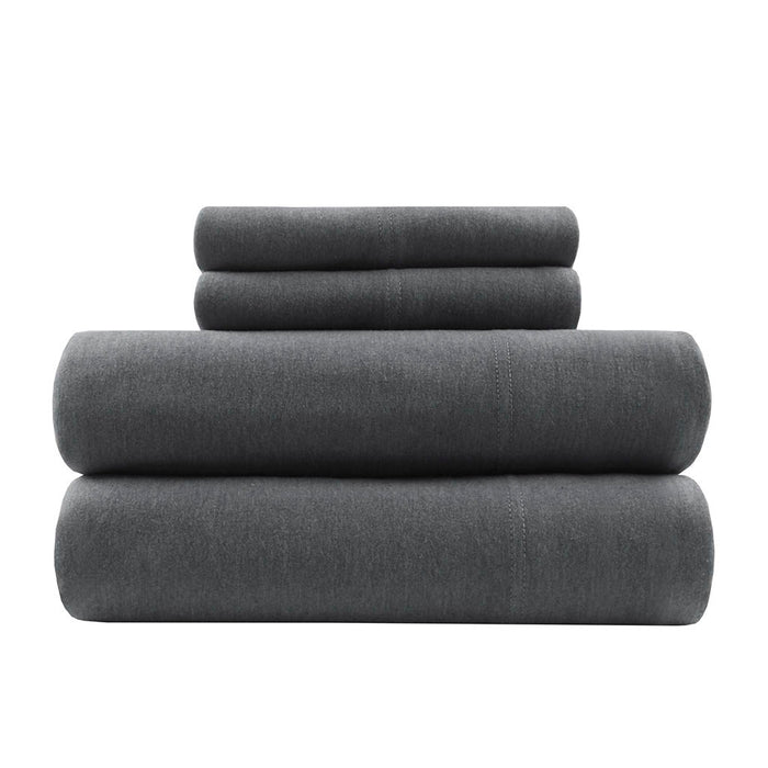 Cotton Blend Jersey Knit - Queen All Season Sheet Set - Dark Gray - Simple Home Plus