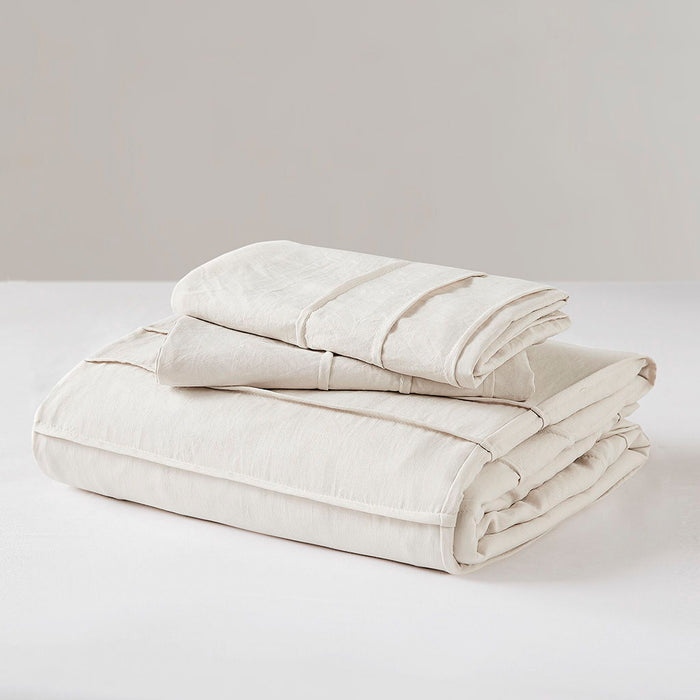 Porter - Queen Soft Washed Pleated Duvet Cover Set - Neutral - Simple Home Plus