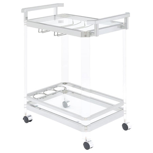 Jefferson - 2-Tier Glass Shelf Acrylic Bar Cart - Chrome - Simple Home Plus