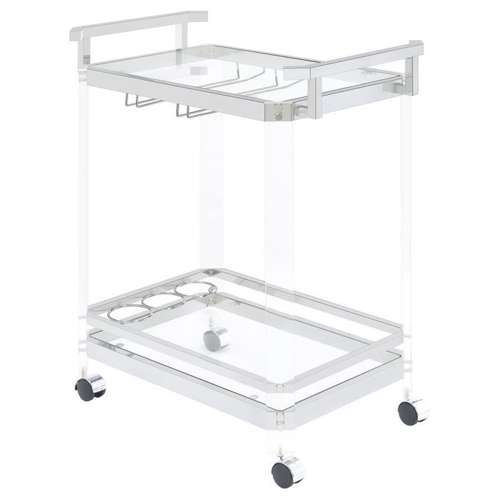 Jefferson - 2-Tier Glass Shelf Acrylic Bar Cart - Chrome - Simple Home Plus