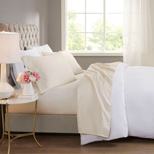 600 Thread Count - Cooling Cotton Blend 4 Piece Full Sheet Set - Beige - Simple Home Plus