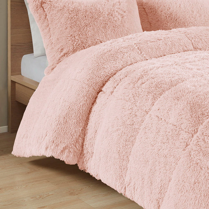 Malea - Shaggy Comforter Mini Set - Blush - Simple Home Plus