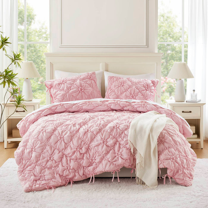Lily - King 3 Piece Comforter Set - Pink - Simple Home Plus