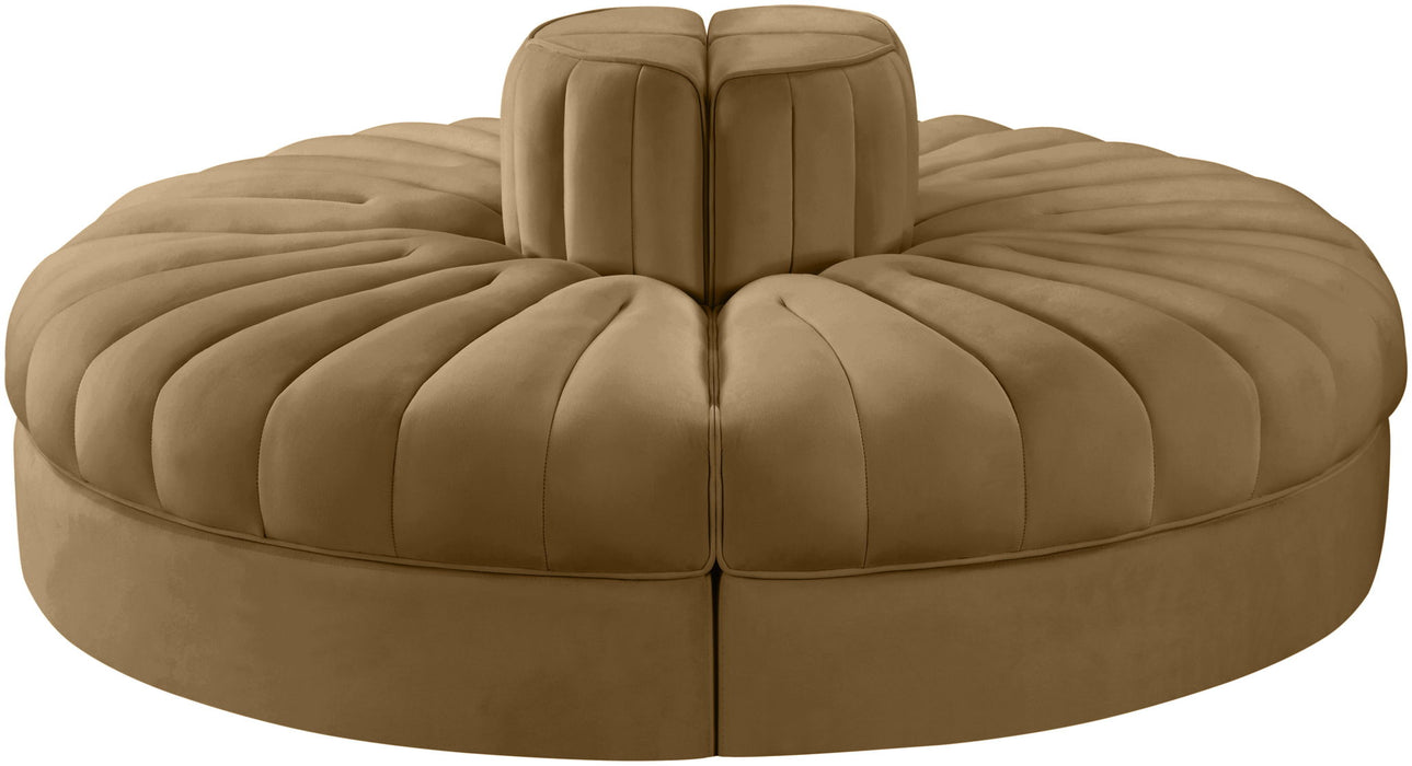 Rummi - Round Velvet Performance Fabric Upholstered 4 Piece Modular Sofa - Simple Home Plus