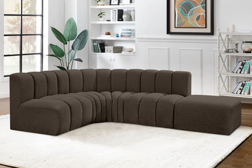 Arc - Boucle Fabric 5 Piece Corner Modular Sofa - Simple Home Plus