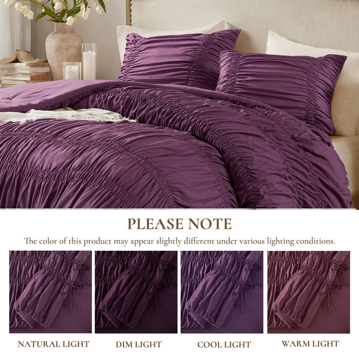 Mia - 2 Piece Twin/Twin Long Comforter Set - Purple - Simple Home Plus
