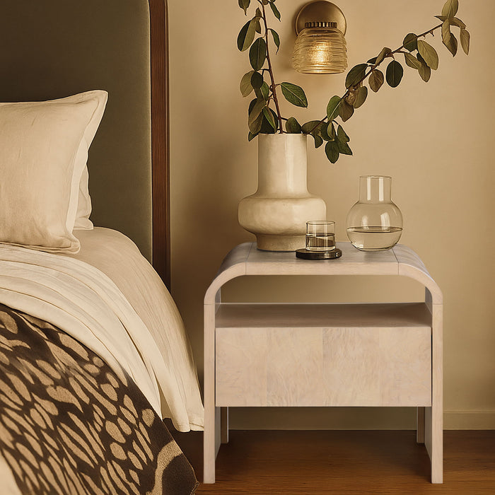 Giada - Solid Wood And Veneer Nightstand - Simple Home Plus