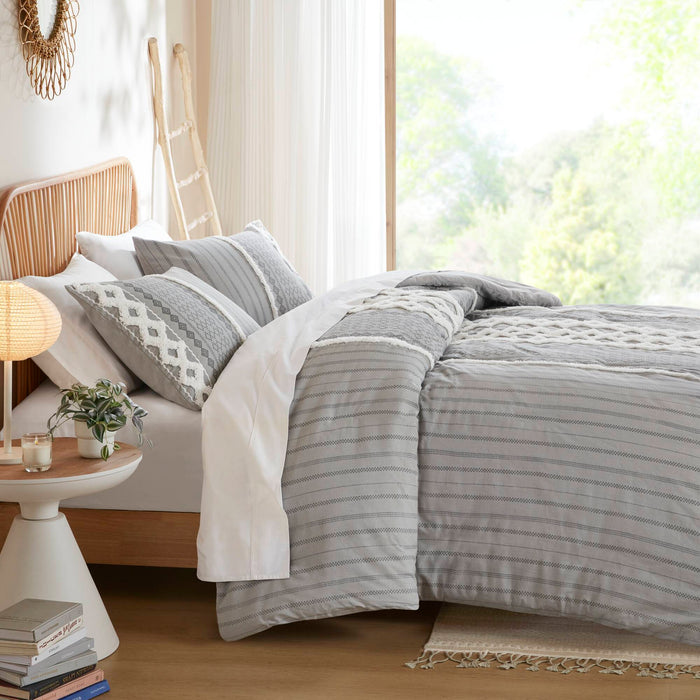 Imani - Printed Duvet Cover Set With - Gray - Simple Home Plus