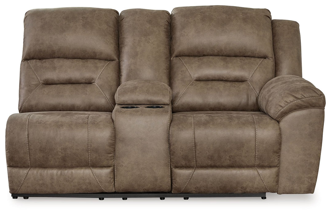 Ravenel - Raf Dbl Reclining Power Loveseat With Console - Faux Leather - Fossil - Simple Home Plus