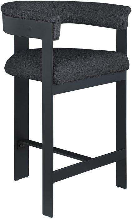 Romeo - Boucle Counter Stool With Black Base (Set of 2) - Simple Home Plus