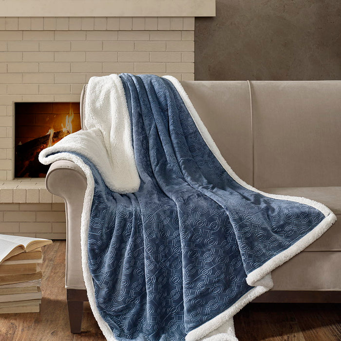 Elma - Oversized Textured Throw - Blue - Simple Home Plus