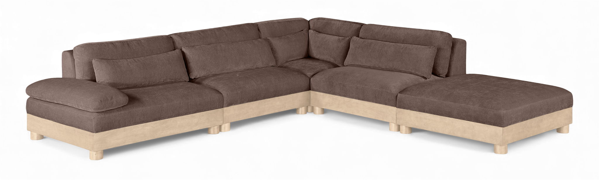 Turin - Chenille Fabric Upholstered Modular Sectional - Brown - Simple Home Plus