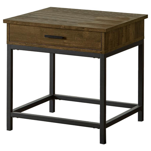 Byers - 1-Drawer Square Engineered Wood End Table - Brown Oak - Simple Home Plus